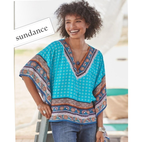 Sundance Island Medallion 100% Silky Soft Modal Tunic Top size Medium Petite - Picture 1 of 6